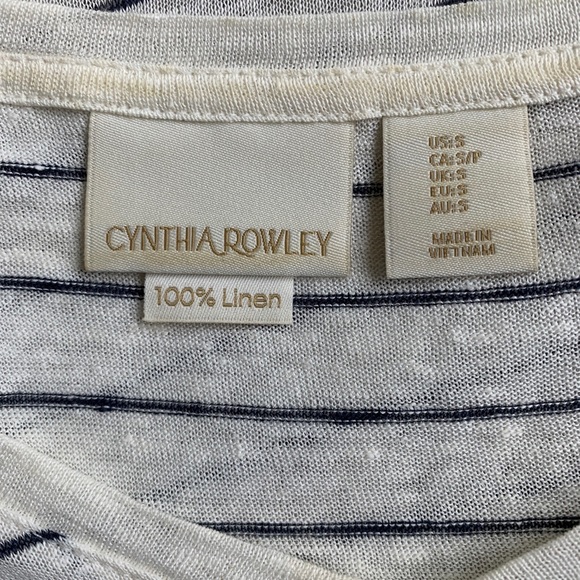 Cynthia Rowley 100% linen ivory short sleeve V-neck pocket shirt/blouse - Picture 4 of 6